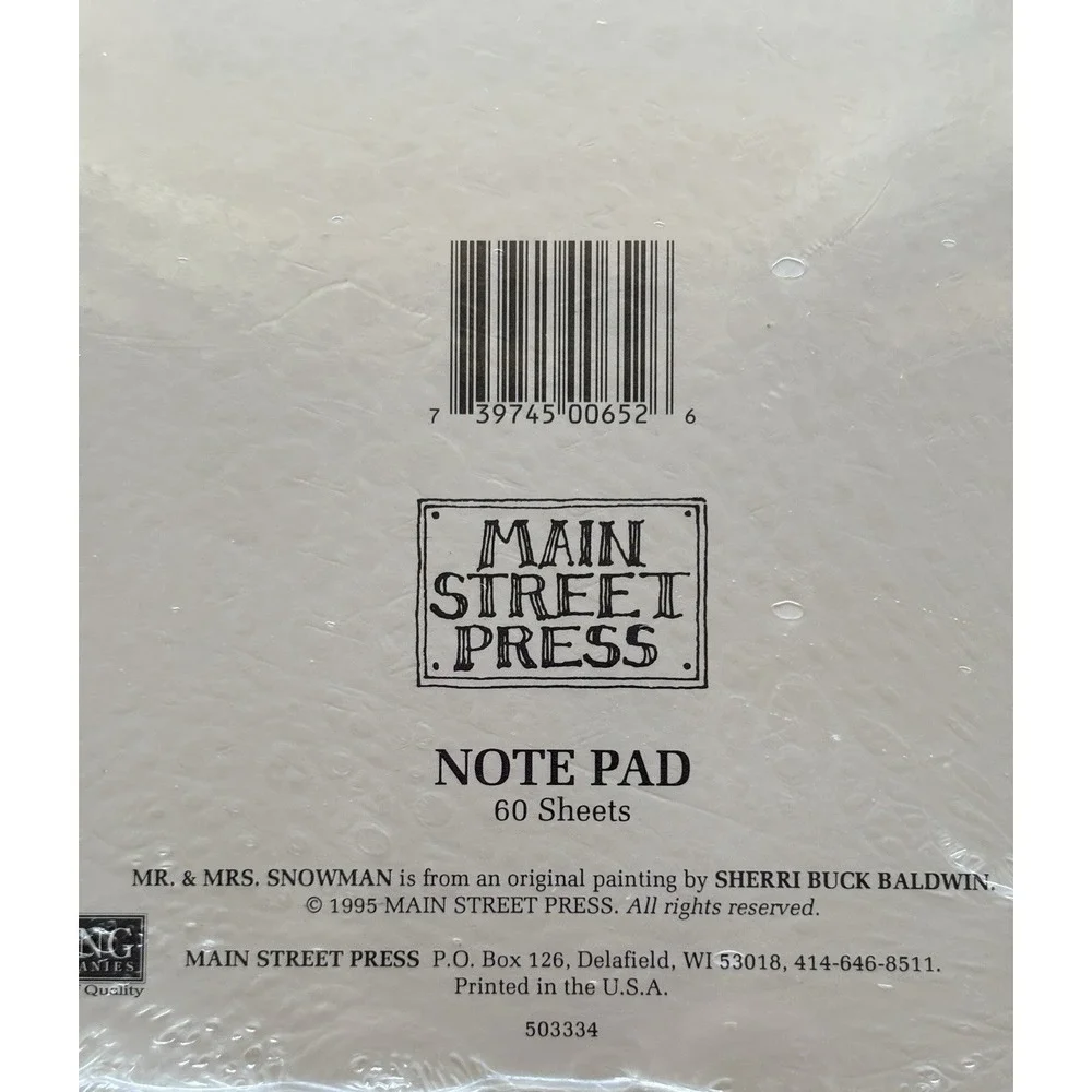 Vtg Main St Press Christmas Note Pad LOT of 2 NIP Sherri Baldwin Snowmen Santa